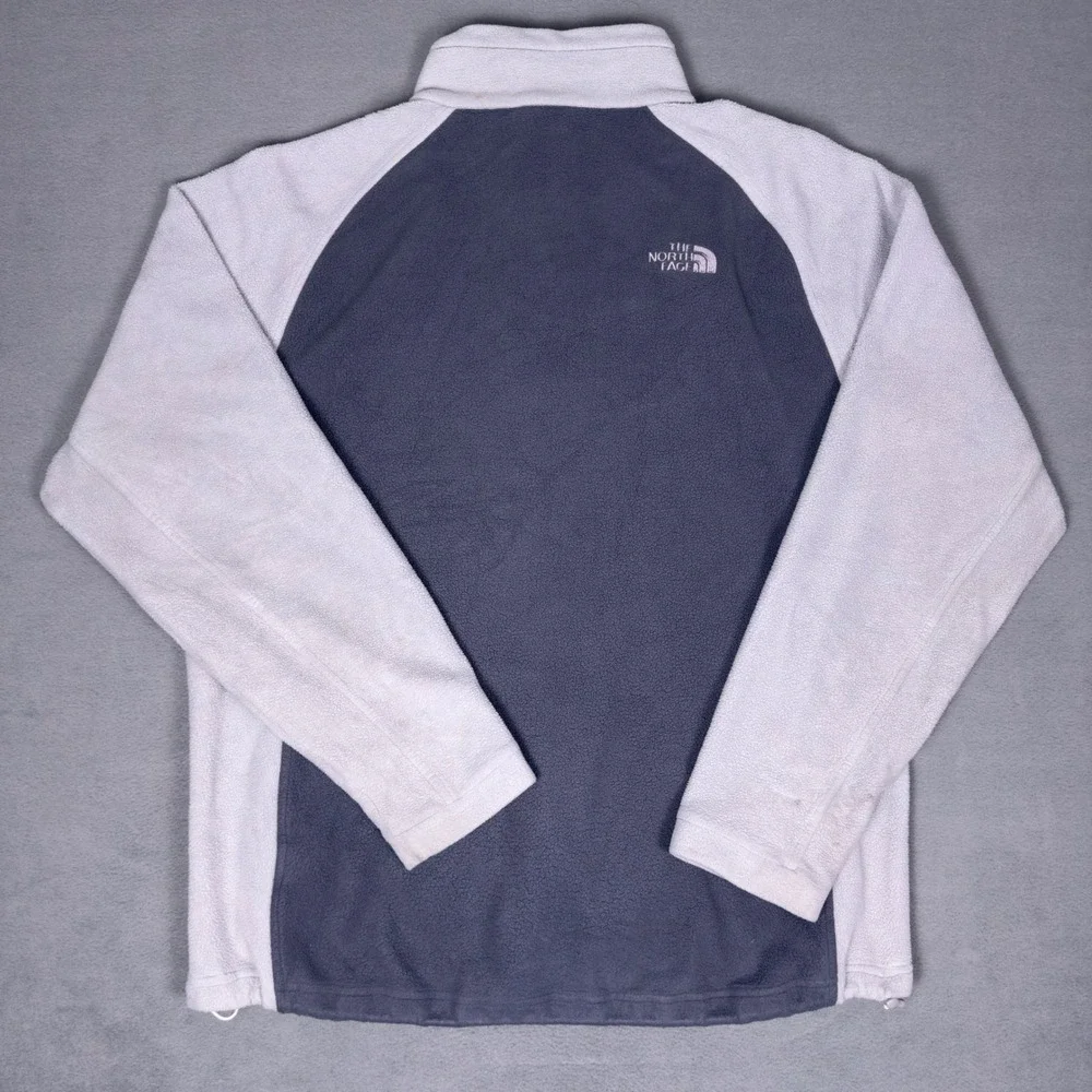 The North Face TKA 100 Mens L Full Zip Fleece Jacket Gray White Colorblock